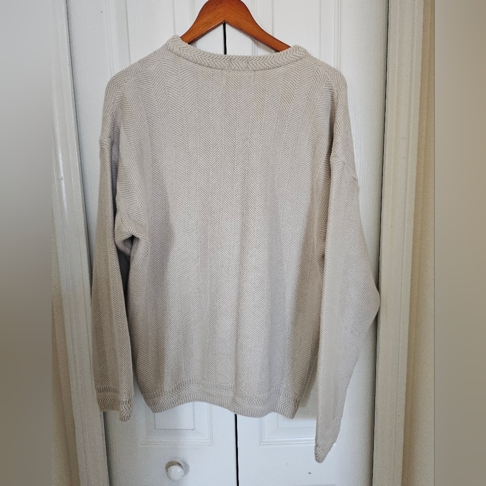Chaps Ralph Lauren Men's Beige Crewneck Knit Cotton Preppy Casual Sweater Sz M. - Picture 10 of 16